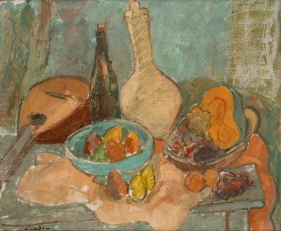 Nature morte aux fruits et à la bouteille